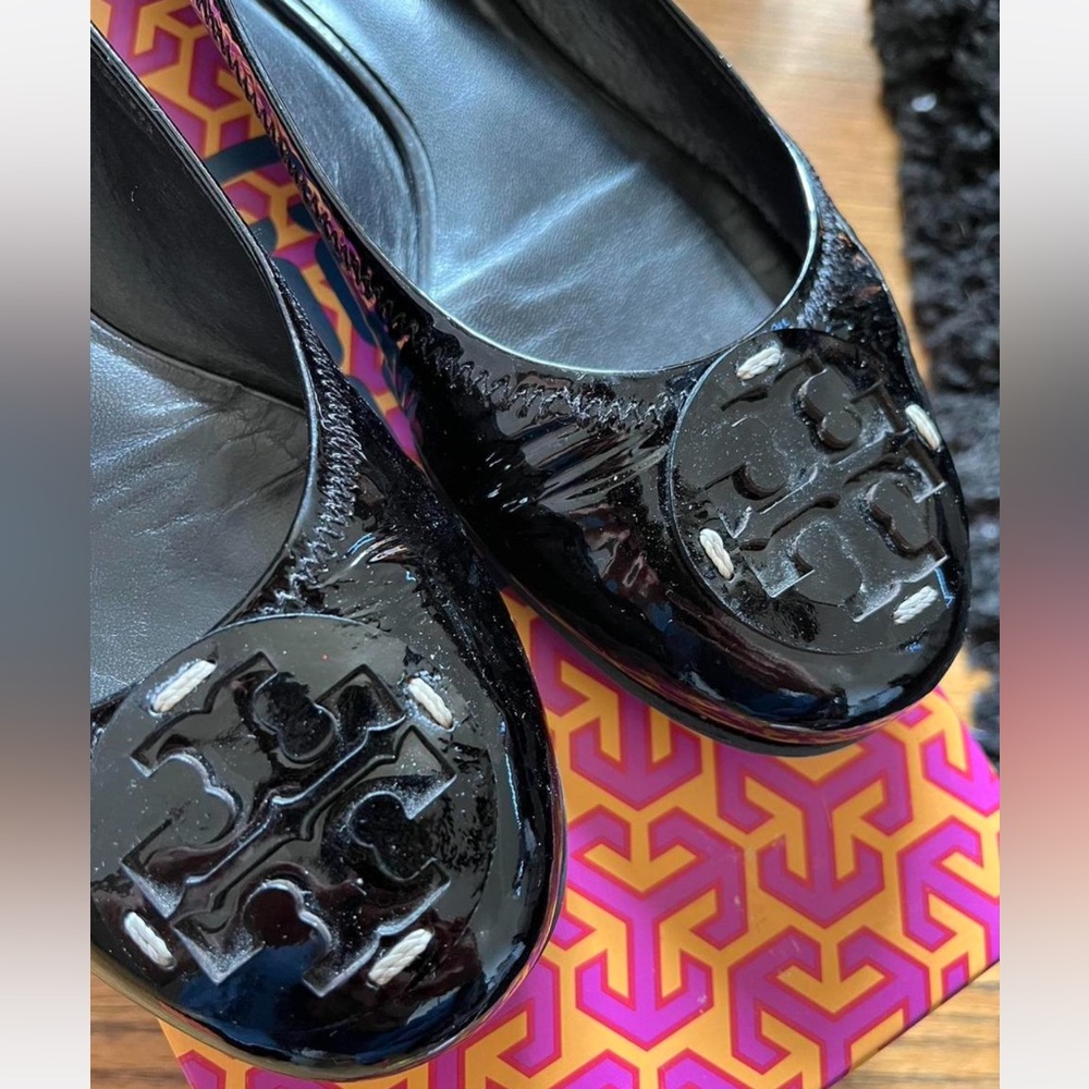 Tory Burch Patent Reva Ballet Flats Black size 8 - Picture 3 of 6